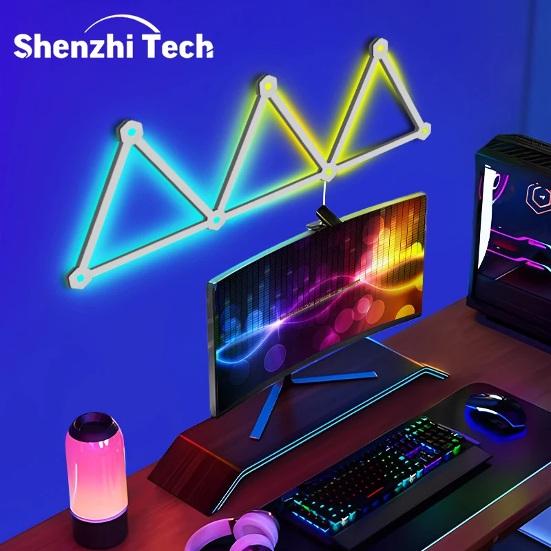 DIY Intelligent Splicing LED Light Strip – Music Sync, RGB 9 Colors, Remote Control, 2.4G Music Controller, Self-Adhesive & Snap