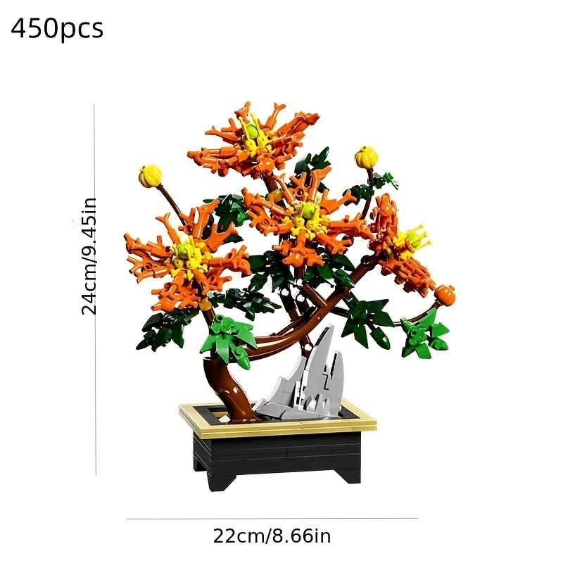 451pcs, 599pcs, 503pcs, 450pcs, Assemble Puzzle Building Block Flowers: Plum Blossom, Bird of Paradise, Hibiscus, Chrysanthemum view 5