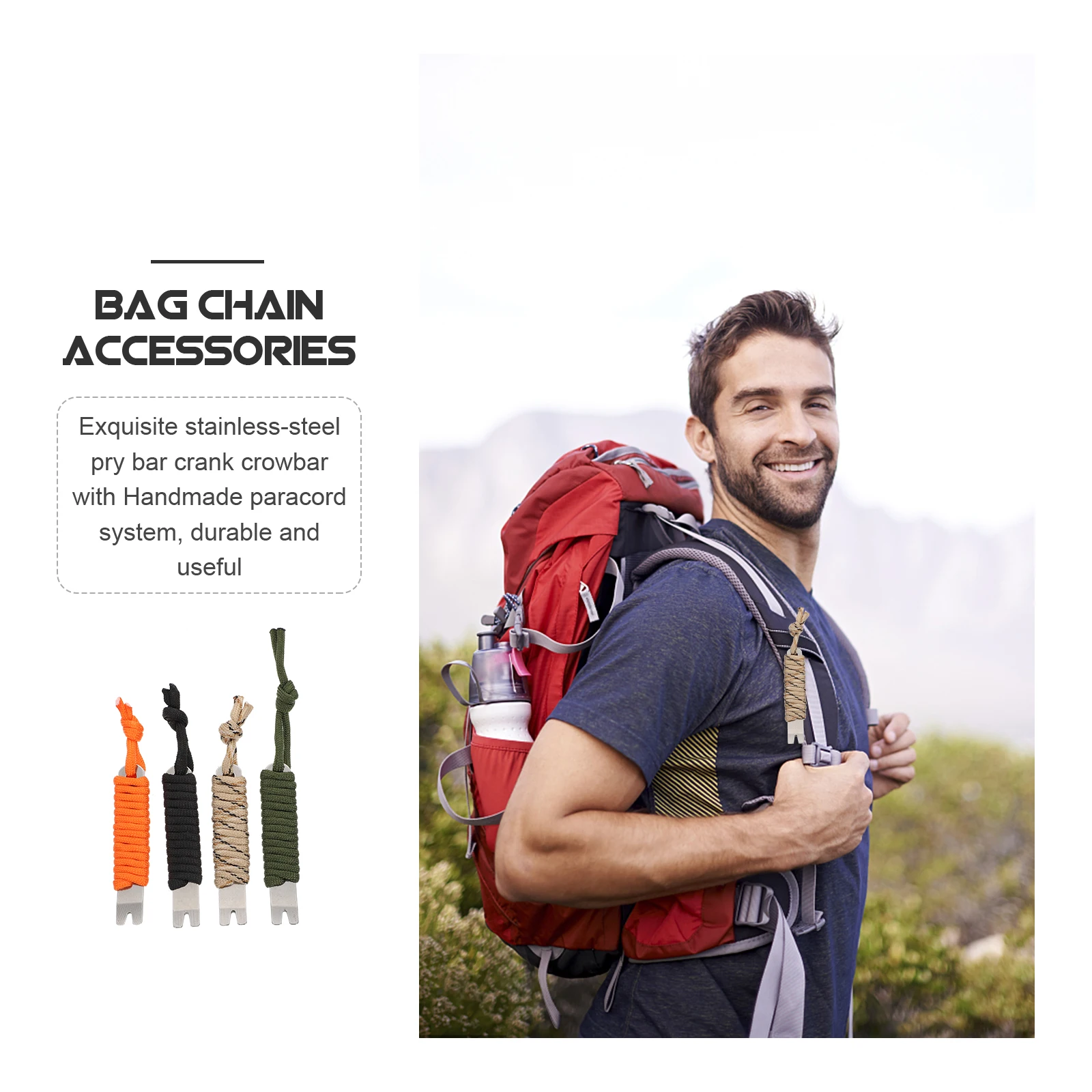 

4 Pcs Stainless Steel Pry Bar Crowbar Scraper Nail Puller Outdoor Survival Tools Multifunctional 550 Military Rope
