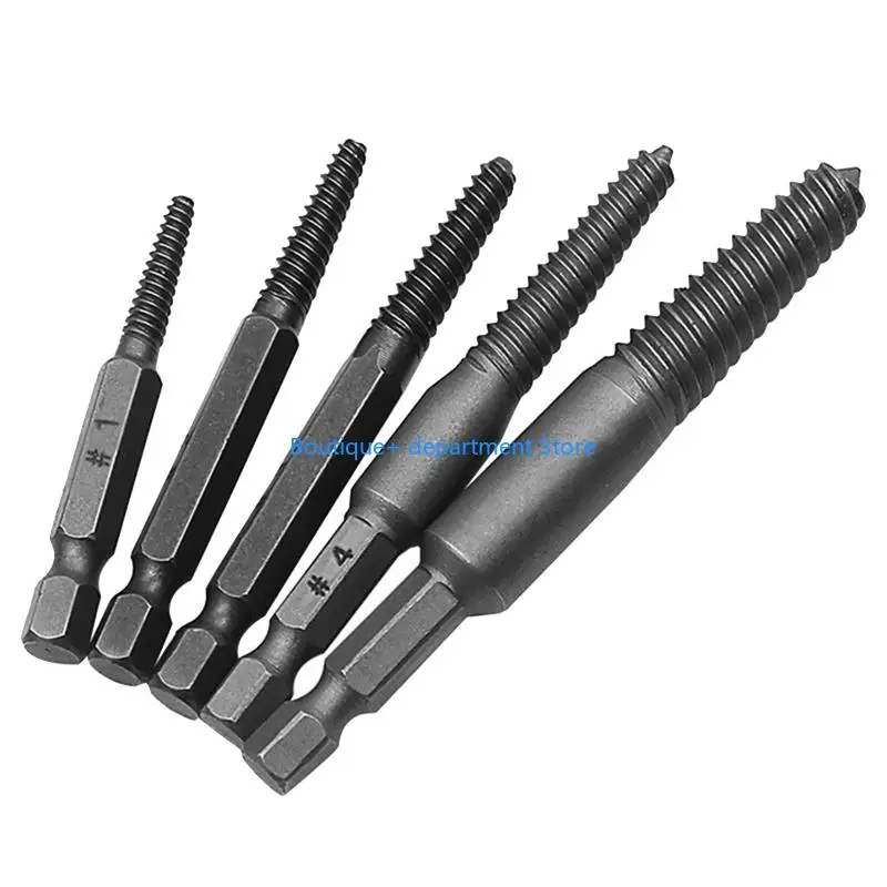 E1PD 5x/Set Hexagonal Shank Screw Extractor Practical Flute Bolt Extractor Set Easy out Broken Screwdriver Extractor