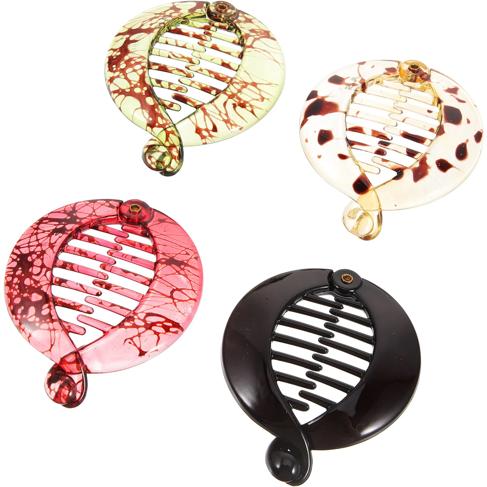 

Набор из 4 заколок-бананов для волос для женщин: модный, изящный дизайн, пластиковые зажимы для хвоста, легко сочетаются с одеждой, надежная фиксация для густых волос