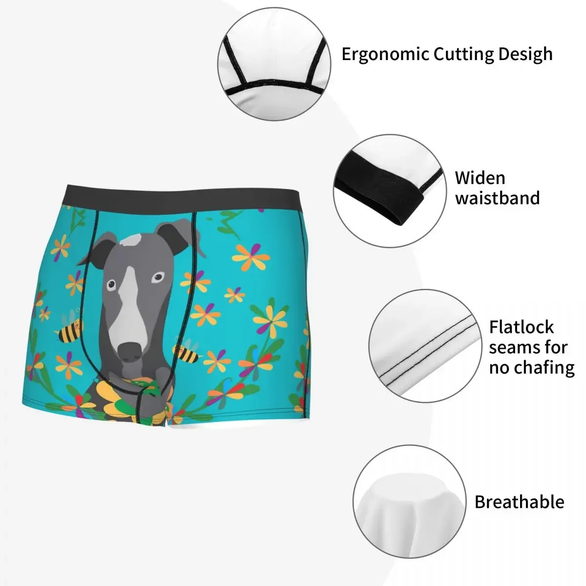 Vol Tederheid om je te geven Mannen Boxer Briefs Ondergoed Greyhound Oren Honden Zeer ademend Hoge kwaliteit verjaardagscadeaus