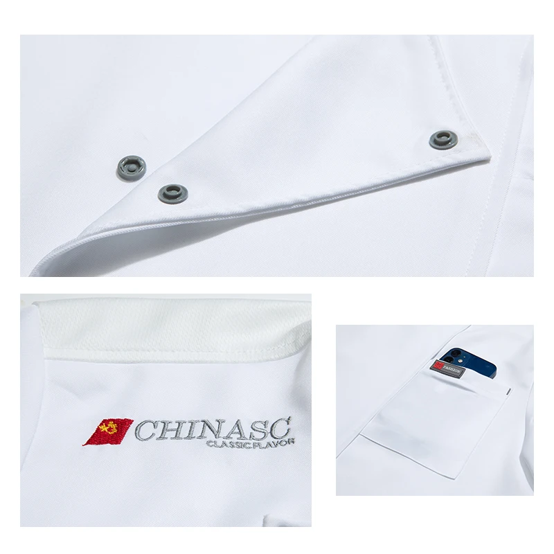 Ropa de cocina de servicio de alimentos, chaqueta de Chef suave y cómoda, delgada, fácil de secar, uniforme de camarero para comedor, monos de cocina