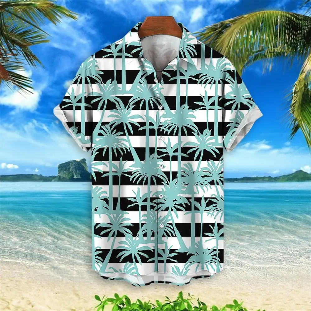 2024 Coconut Tree Hawaiian Shirt Party Summer Men\'s Clothing Top Tshirt Men\'s Shirts Casual Shirt For Men Short Sleeved Fashion