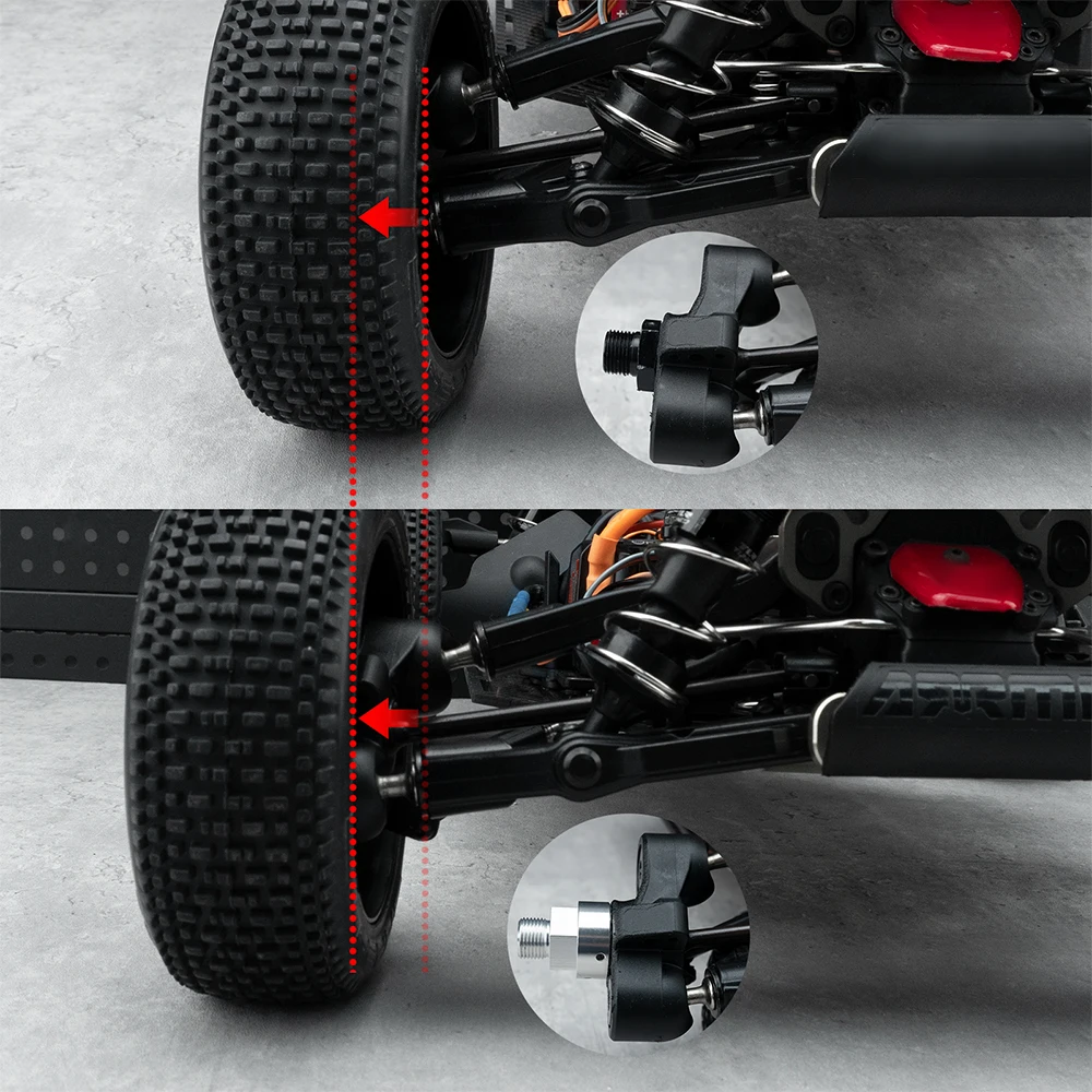 YEAHRUN Metal 10mm Extended Widened Wheel Hex Adapter Hub Set For 1/8 A-RRMA Typhon 6S RC Buggy Upgrade Parts