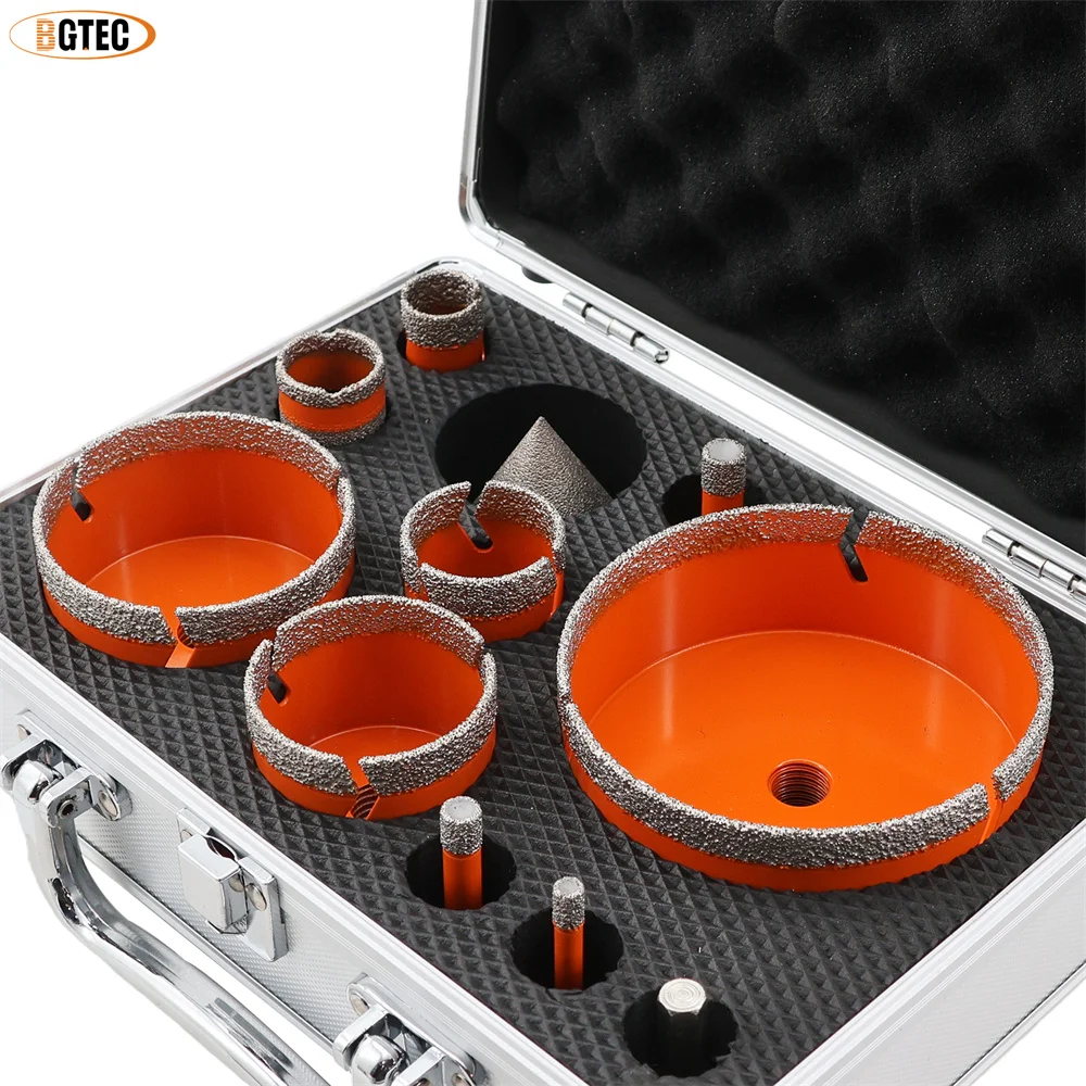 BGTEC 11 pz Kit Punte diamantate per carotaggio Set 6/8/10/20/35/50/68/100mm + 50mm Smusso + 25mm Fresatura e foratura + Hex Piastrelle Marmo Granito