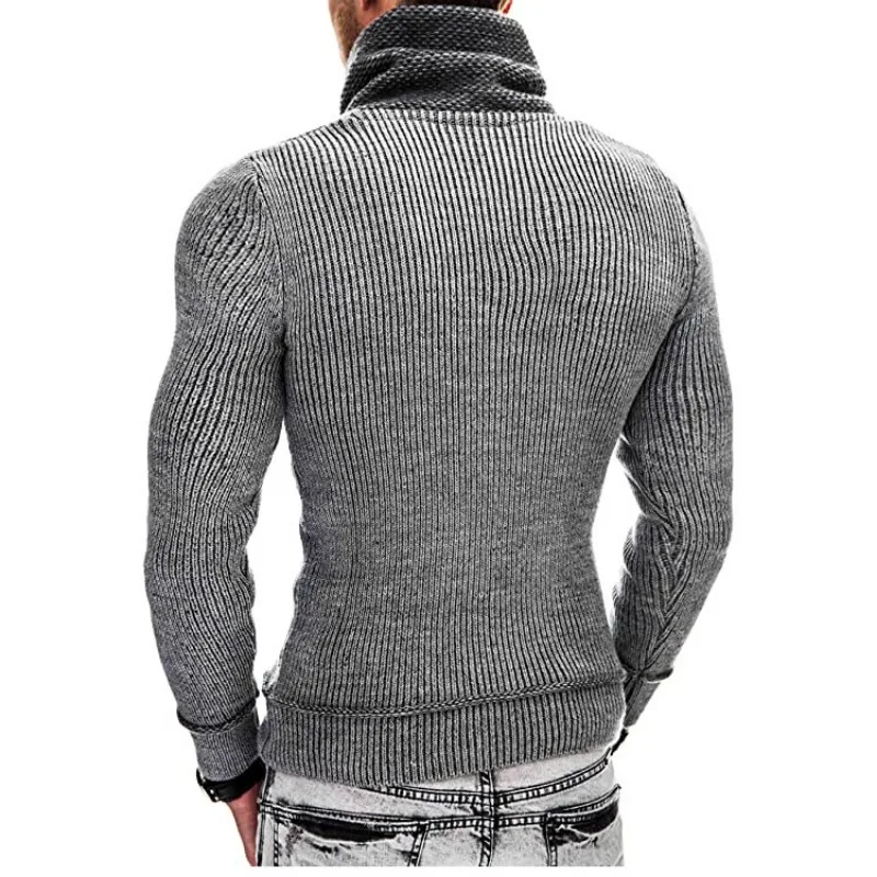 Autumn Winter Knitted Sweater Turtleneck Men Knit Pullover Vintage Slim Tops Pocket Long Sleeve Luxury Design Men's Clothing New