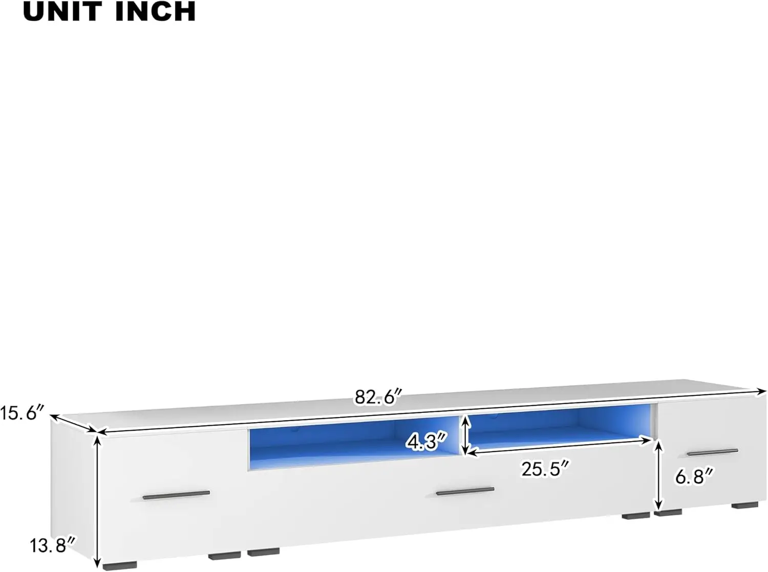 90 Inch Color Changing Lights TV Stand Large Storage Space Modern Living Console Table Entertainment Center 110 lbs Capacity