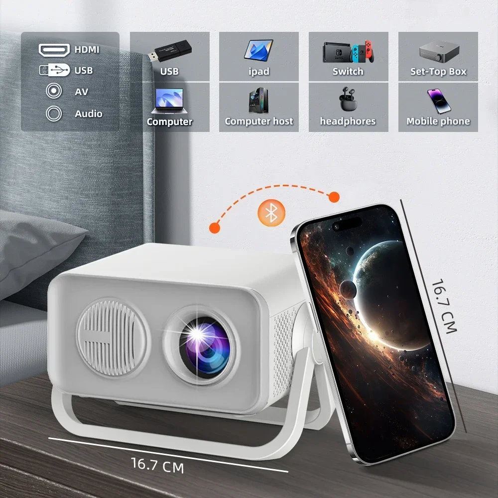 HT23 PRO Android 13 Projector Native 1080P 390ANSI Dual Wifi6 BT5.0 4K HD 1080P Cinema Draagbare Projector HT23 Opgewaardeerd
