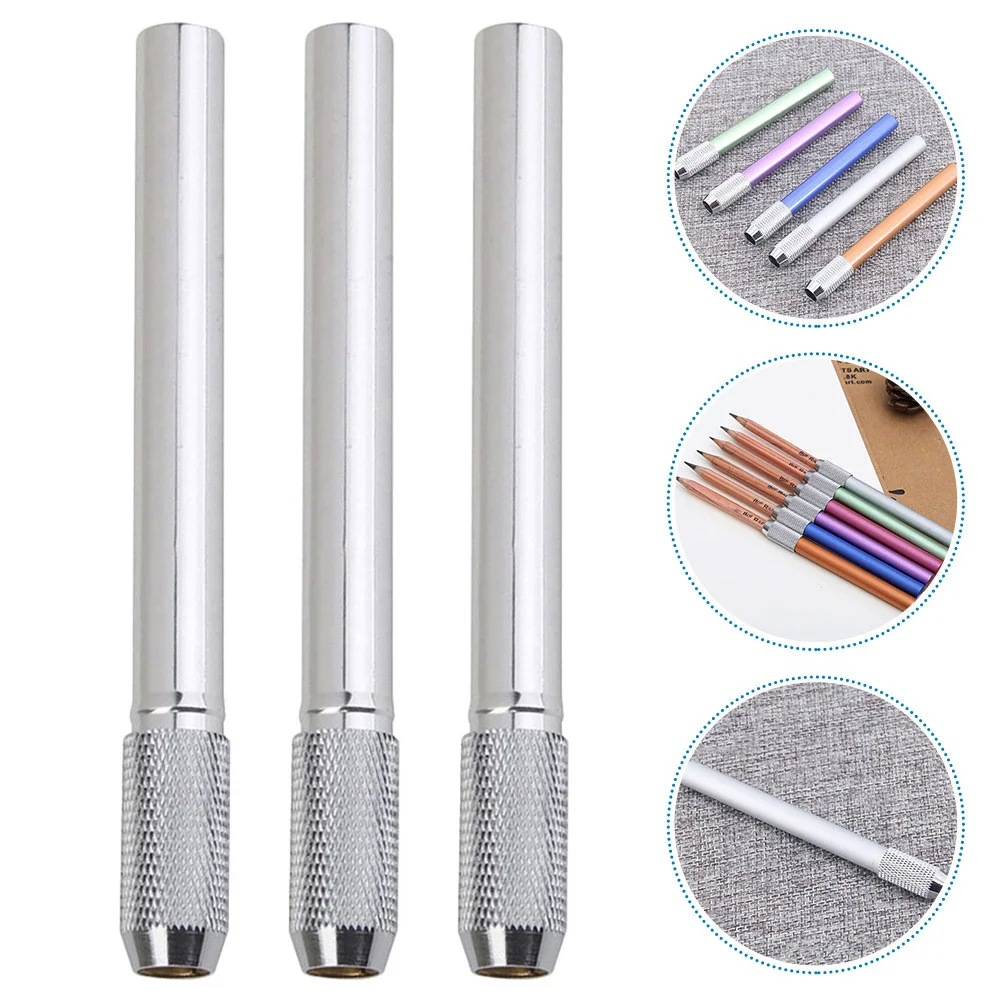 

3 Pcs Sharpened and Unsharpened Pencil Holder Classroom Extender Crayons Extension Cups Stainless Steel