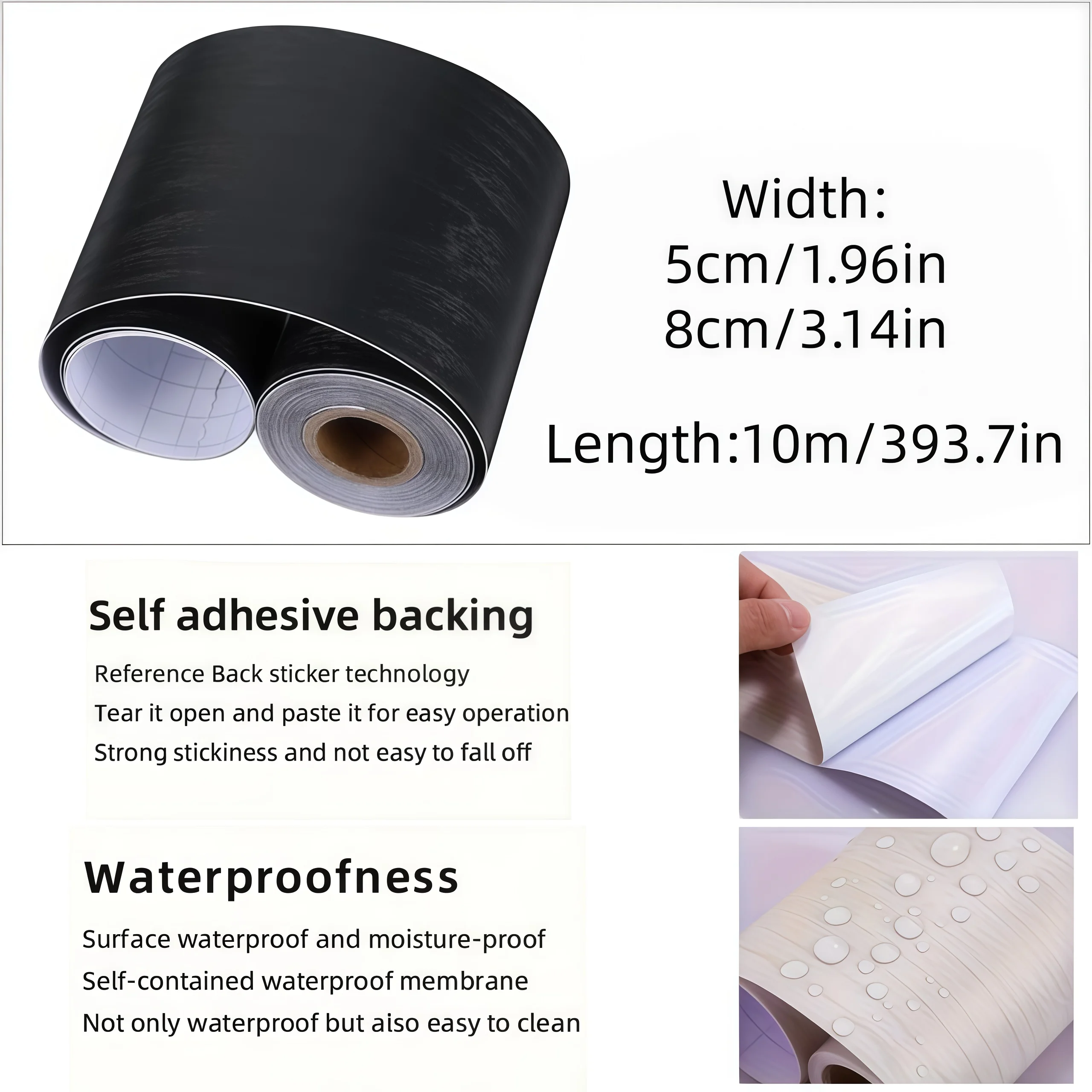 10m Skirting Line Wall Sticker, Wood Grain Waist Line Border Wall Sticker, Self-Adhesive TV Background Wall Door Frame Trim Line