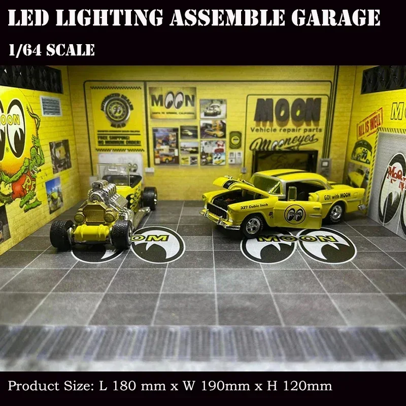 Assemble Diorama 1/64 LED Lighting Garage Model Car Parking Station - Mooneyes Coating