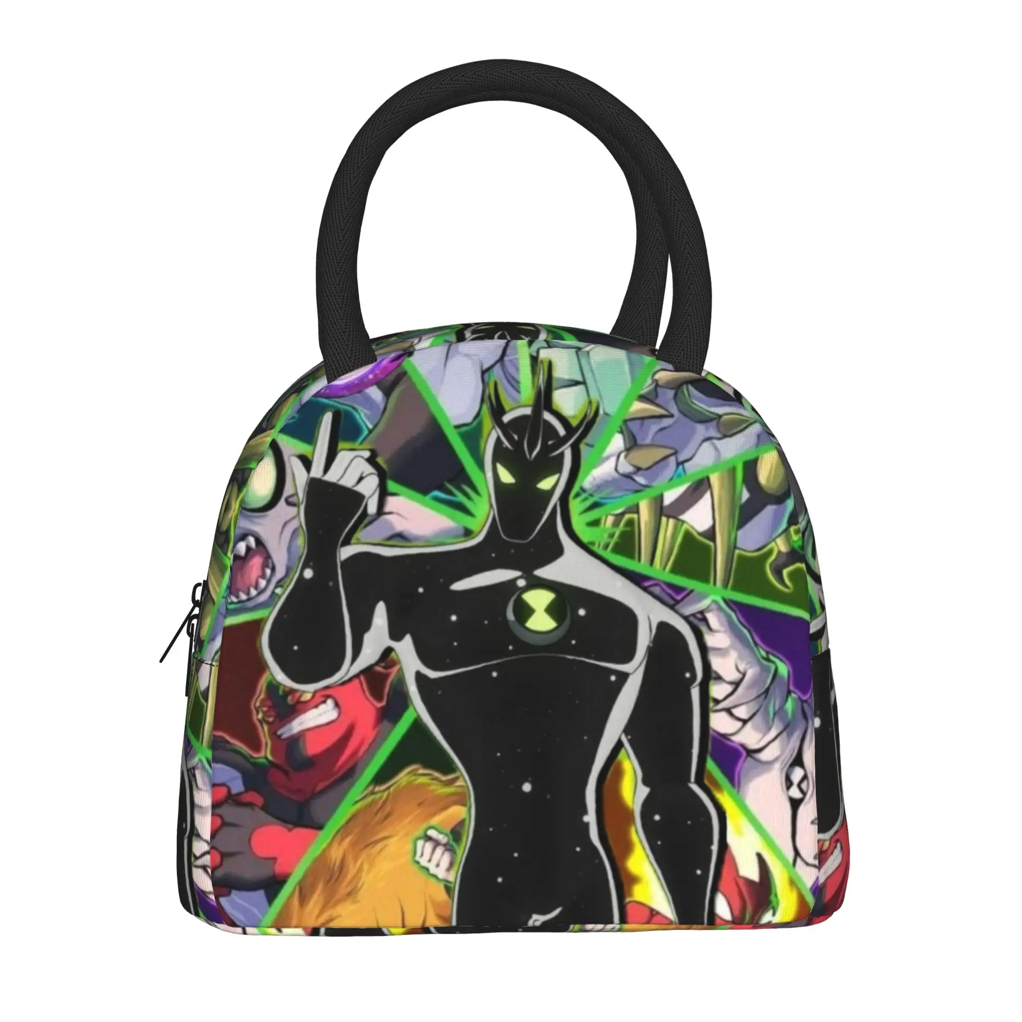Back to school season Ben 10 Portable Food Pouch Alien Shadow Figure Art  Fashion Casual Classic Food Organizer Lunch Bag
