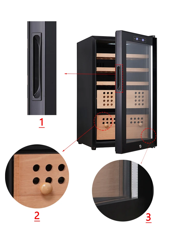 Electrical High End Spanish Cedar Lounge Furniture Humidor Electronic Cigar Display Cabinet Cooler For Cigars