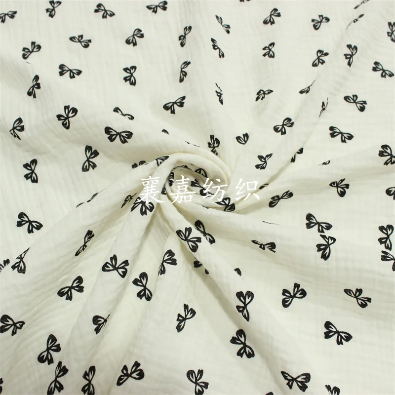 100x135cm Double Layer Cotton Gauze Crepe Fabric for Make Pajamas Sleepwear Bow Printing Home Clothes DIY Sewing Cotton Fabrics