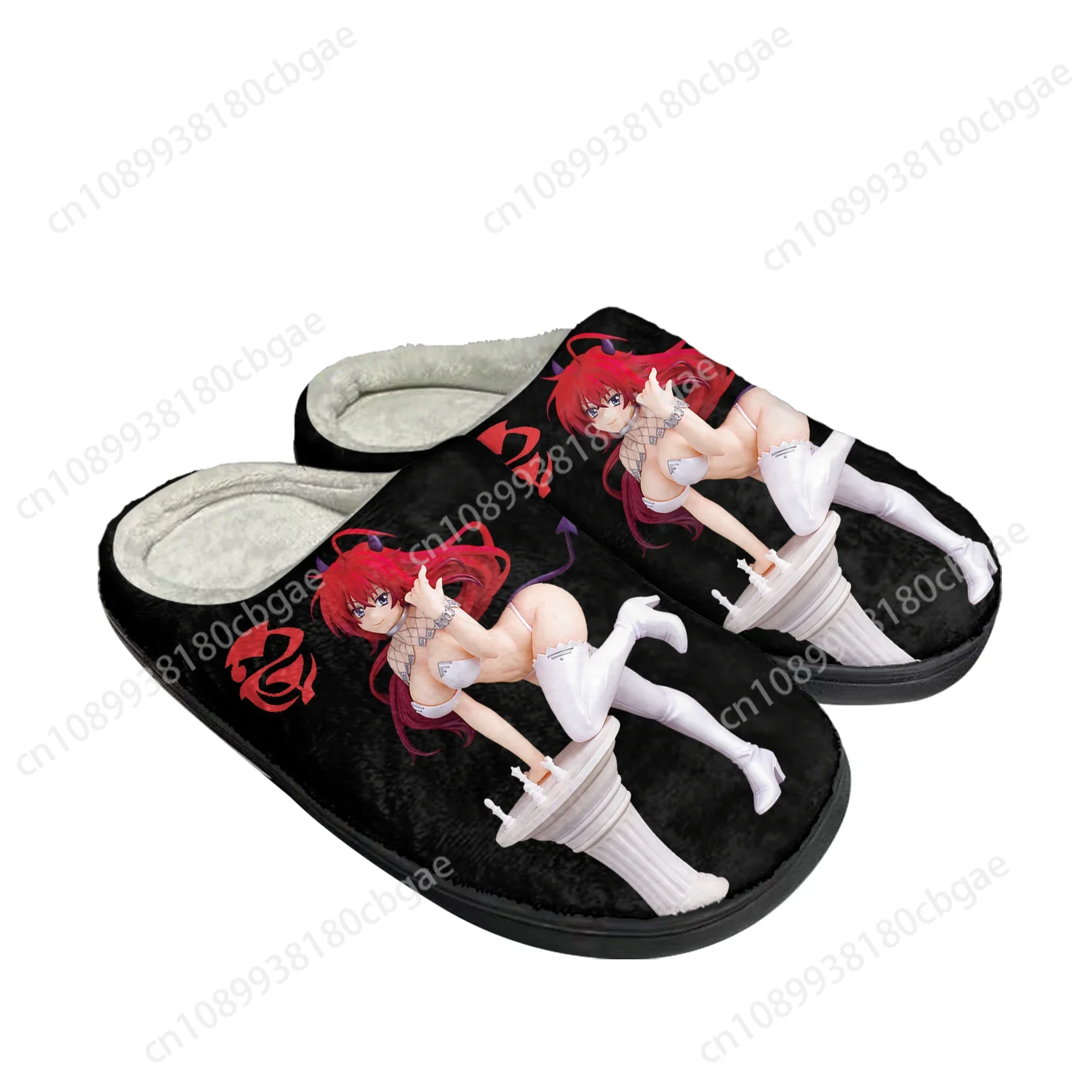 Anime high school dxd rias gremory casa chinelos de algodão personalizados das mulheres dos homens sandálias de pelúcia casual manter sapatos quentes chinelo térmico