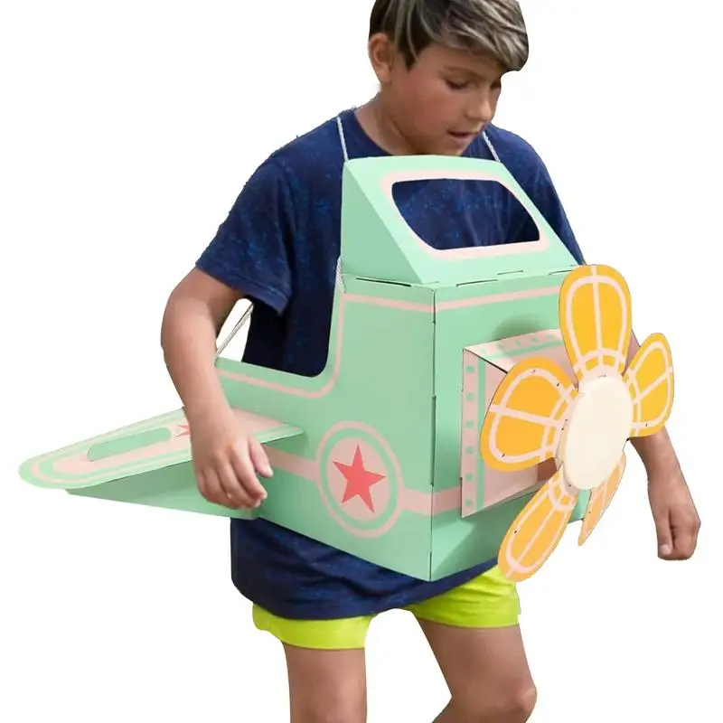 

Airplane Cardboard Wearable Cardboard Airplane Assembly Wearable Aircraft For Coloring Parent-Child Interaction Pretend Play