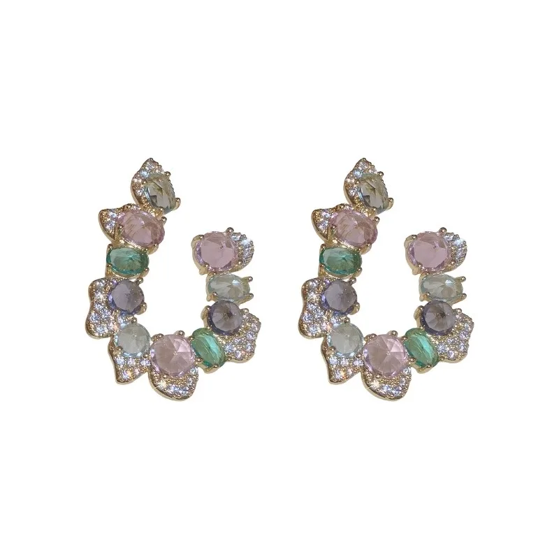 

Big stud earrings women's light luxury high-end earrings new niche original design retro trendy earrings