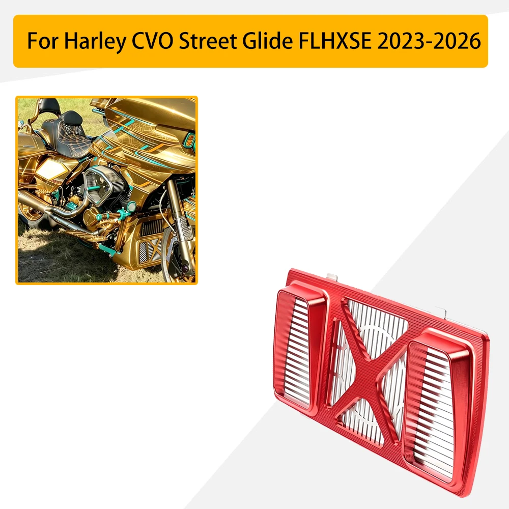 

Motorcycle Aluminum Oil Cooler Grill Cover Radiator Guard Protector for Harley Touring M8 Street Glide Road Glide 2024-2026