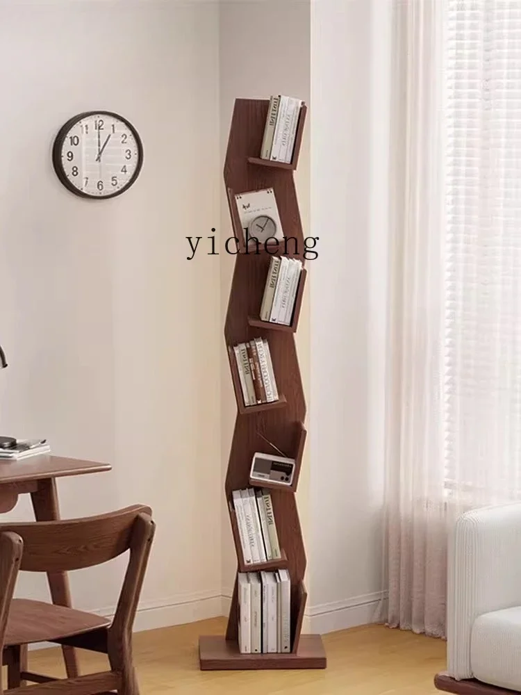 L7-15 solid wood floor-to-wall vertical corner shelf household multi-layer creative bookcase