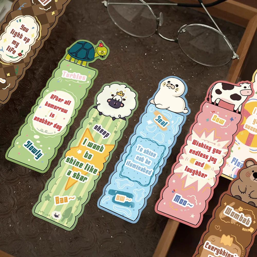 30pcs cartoon animals inspirational quotes bookmarks students reading books labeling paper cards DIY book marking bookmarks