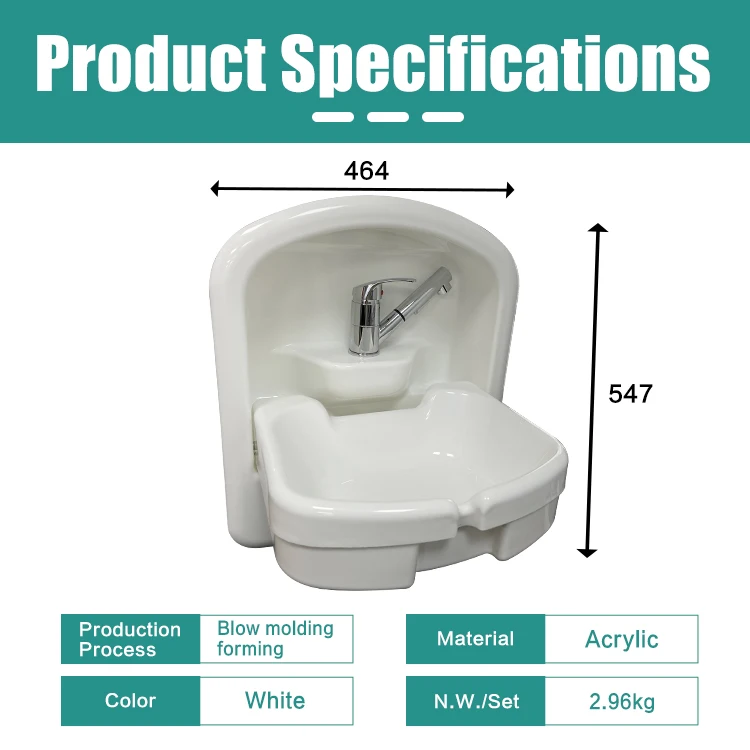 JDA Hot Selling Folding White Acrylic RV Bathroom Sink Wash Basin For Camper Caravan Motorhome