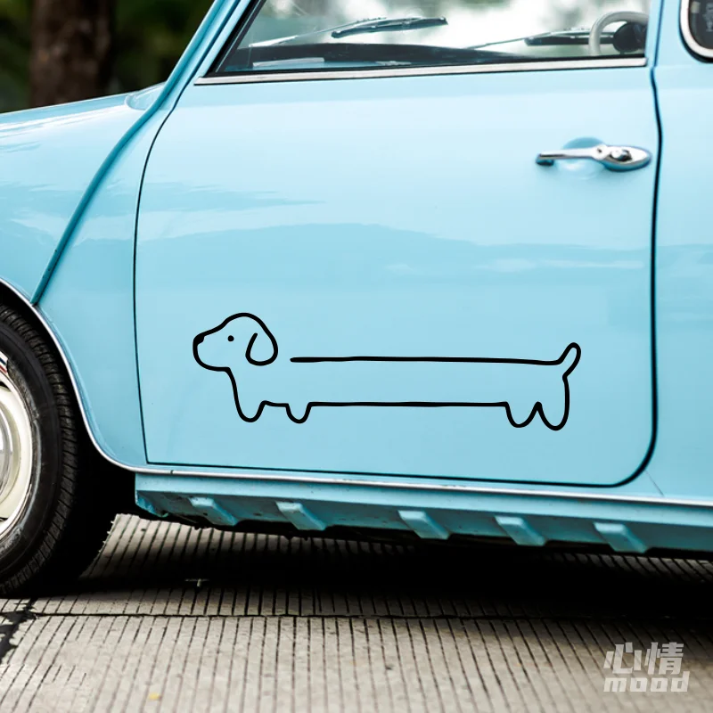 Cute Dachshund Dog Car Sticker Line Drawing Puppy Outline Vinyl Sticker Pet Graphics For Car Trucks Windows Side Door Car Decor