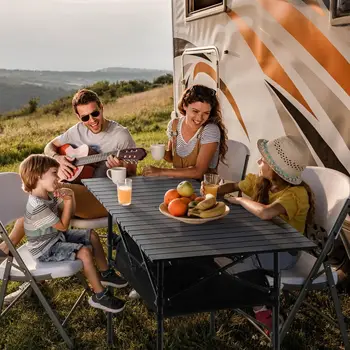 Camping Table Aluminum Picnic Table Waterproof and Rust Resistant Portable Desk 2