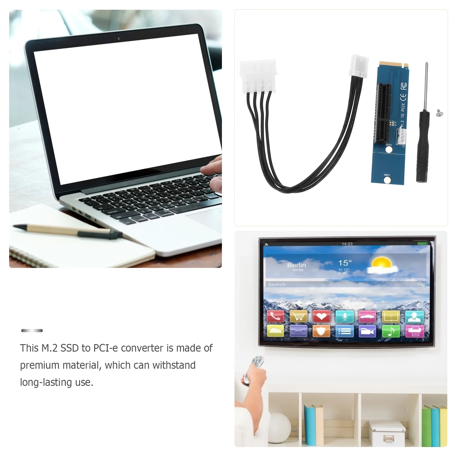 

M.2 To Pci-E Riser Card Ssd Converter Adapter Key To Pcie X4 22X60Mm 22X80Mm Breakaway Design No Power Cable High