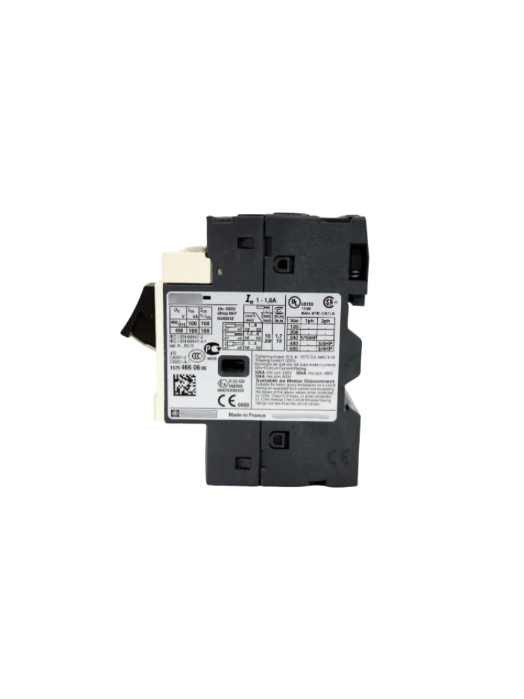 GV2ME06 TeSys Deca Manual Starter and Protector, thermal magnetic circuit protector, push buttons, 1 to 1.6 A, screw clamp
