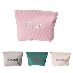 Personalized Solid Color Corduroy Toiletries Bag, Custom Embroidered Ins-Style Clutch Bag, Souvenir Wedding Gift Bag Logo