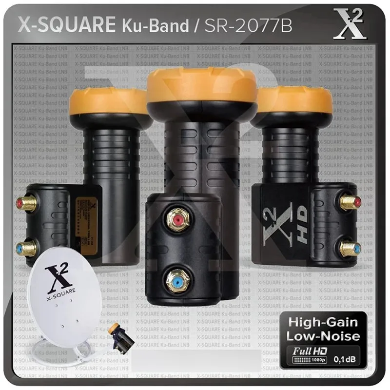 X SQUARE High Gain Low Noise 0.1dB Ku Band Universal Dual Output LNB