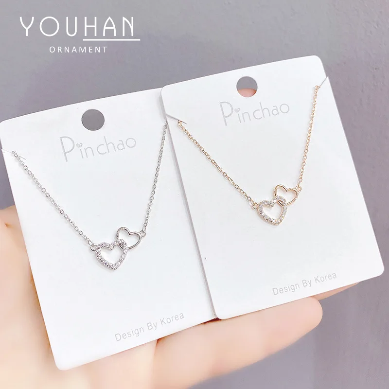 

Internet Celebrant Vintage Heart Necklace Female Love Heart Shape Korean Design Clavicle Chain Simple Love Jewelry