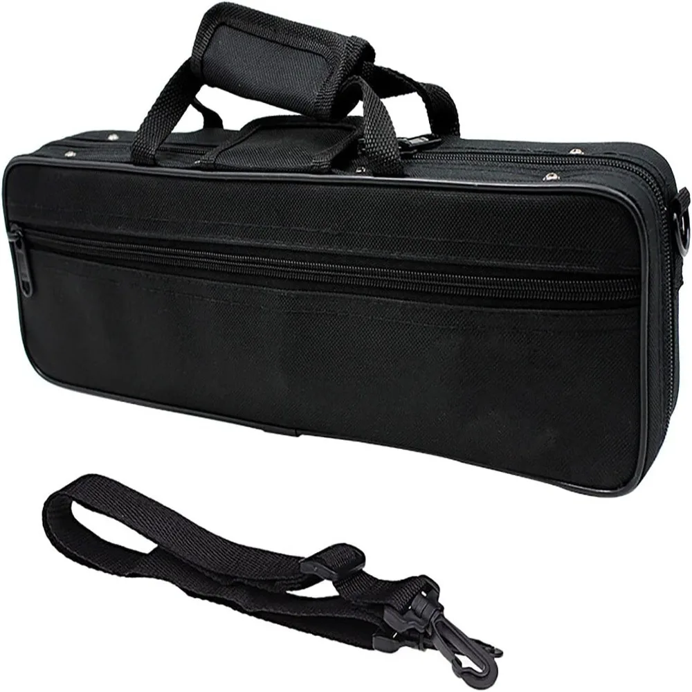Oxford Cloth Flute Carrying Case Hard Shell 16 Hole Compatibility Flute Storage Box with Adjustable Shoulder Strap