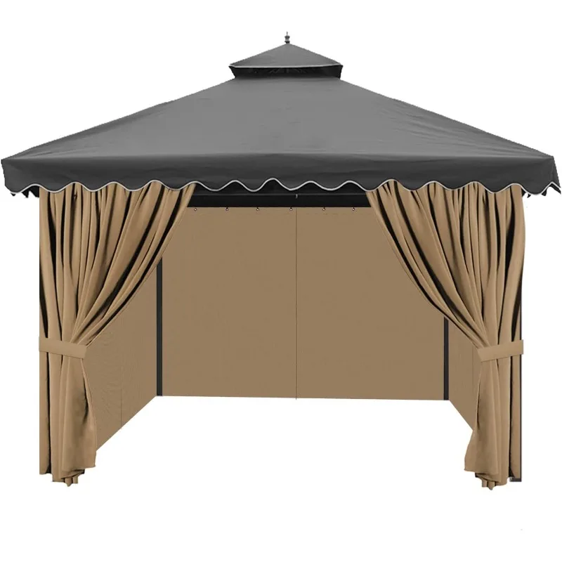 

Privacy Curtains 10' X 12' With Zipper 4-Panels Side Wall Universal Replacement For Patio, Outdoor Canopy, Garden And Bac
