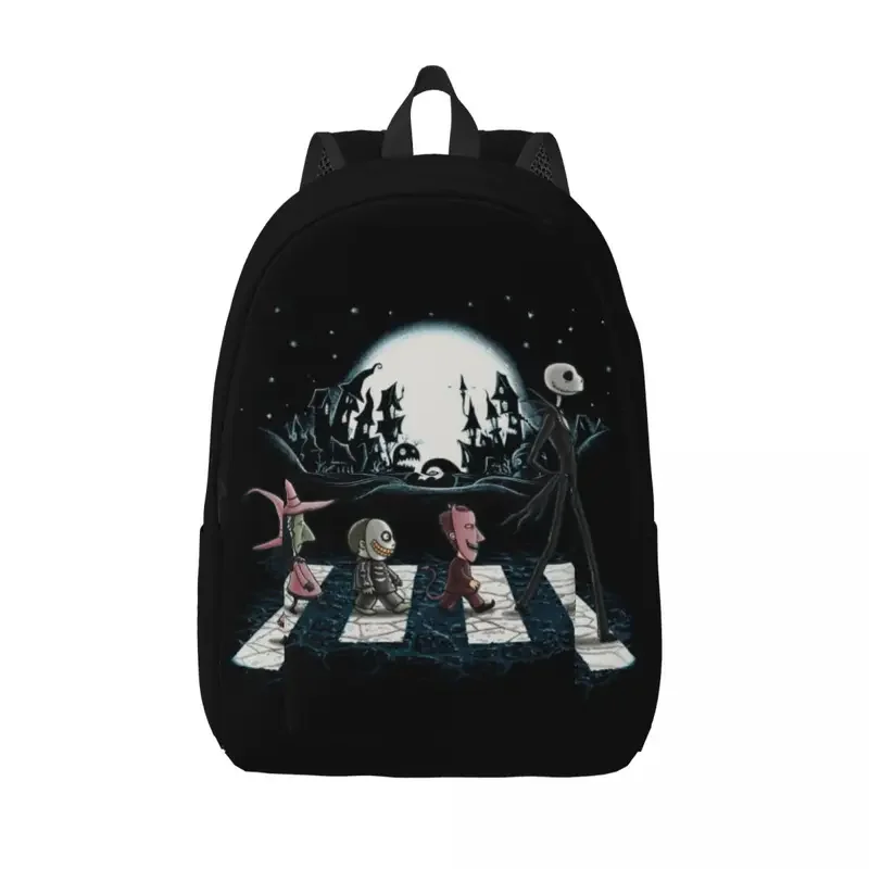 Custom 3D Print The Nightmare Before Christmas Canvas Backpacks for Halloween Skull Skellington College School Travel Bags