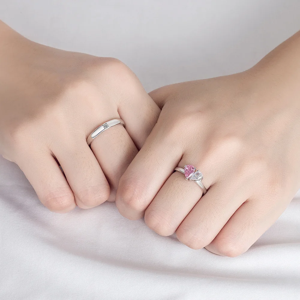 Produk baru wanita 925 perak murni kualitas tinggi perhiasan Pasangan mode Hati kristal cincin zirkon untuk pria XY0320