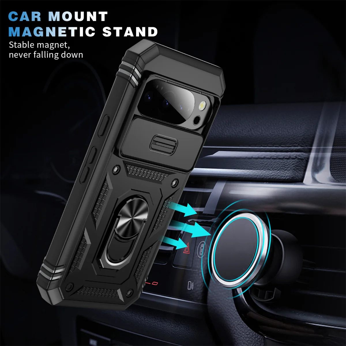 Custodia per telefono con armatura resistente 3IN1 360 protezione completa per Google Pixel 10 9 Pro XL 9A 8A 8 Pro Armor Car Magnet Ring Stand Cover