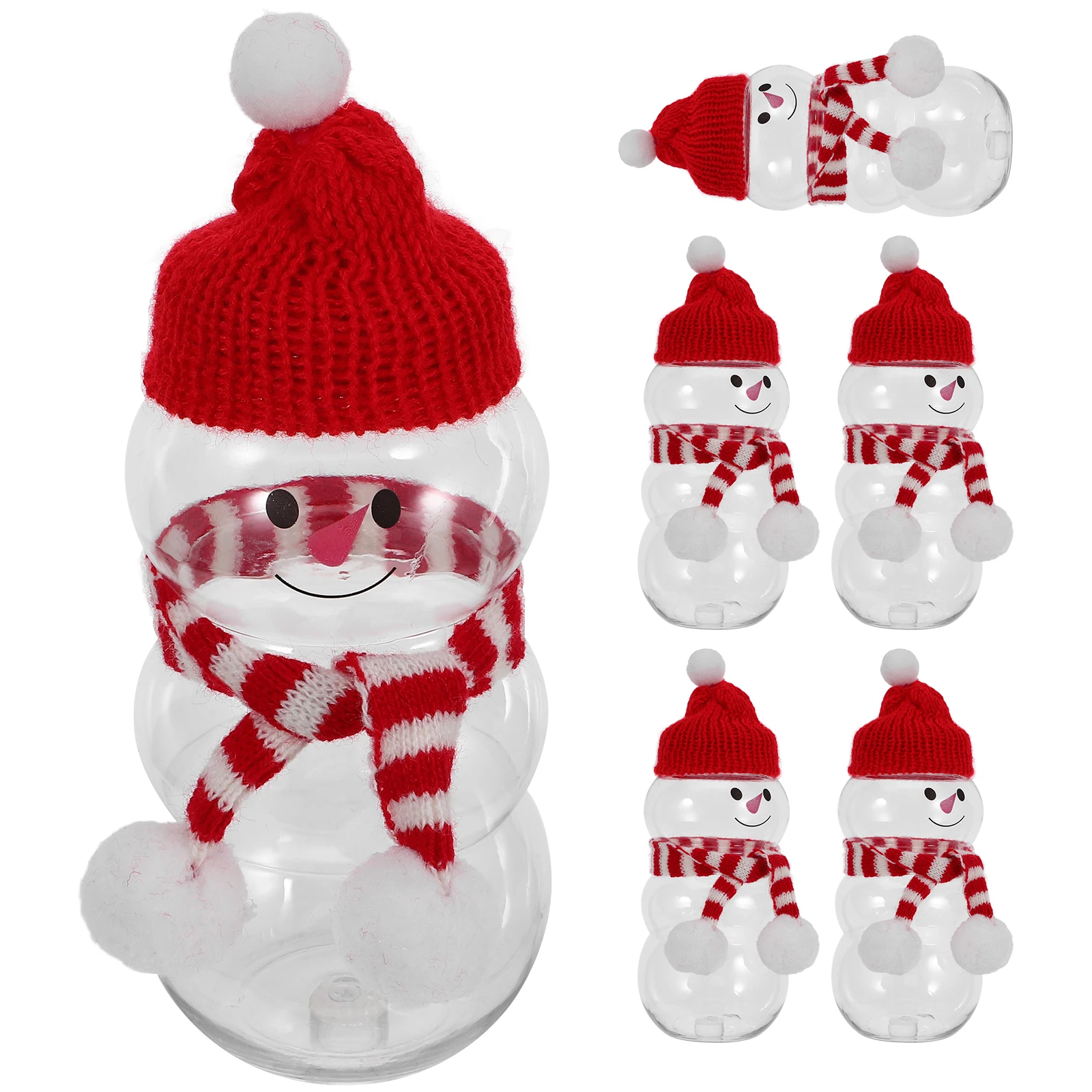 

6 set Snowman Bottles Lovely Design Empty Beverage Containers Christmas Party Juice Water Milk Storage Portable Gifts