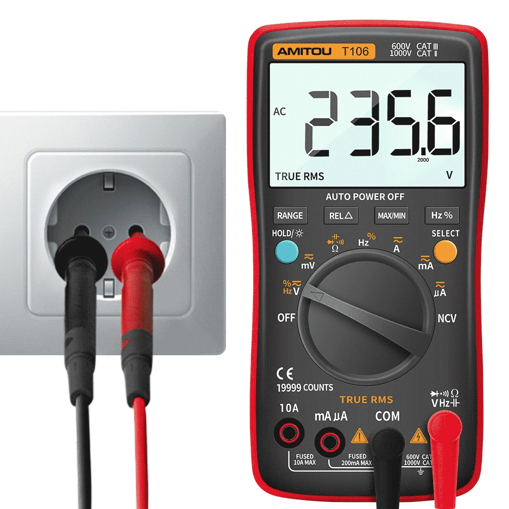 AMITOU T106 Digital 19999 conteggi multimetro professionale elettrico automatico AC/DC Tester di corrente misuratore di tensione strumenti per elettricisti
