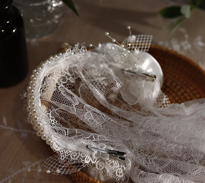 Sposa retrò pizzo Repubblica velo cappello temperamento francese sposa copricapo da sposa accessori per capelli da viaggio