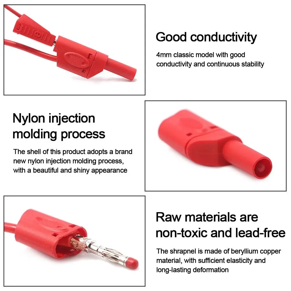 Adapter 4MM Banana Plug Stackable Black Red Banana Plug Wire Solder Wire Solder Connector Insulated Safety