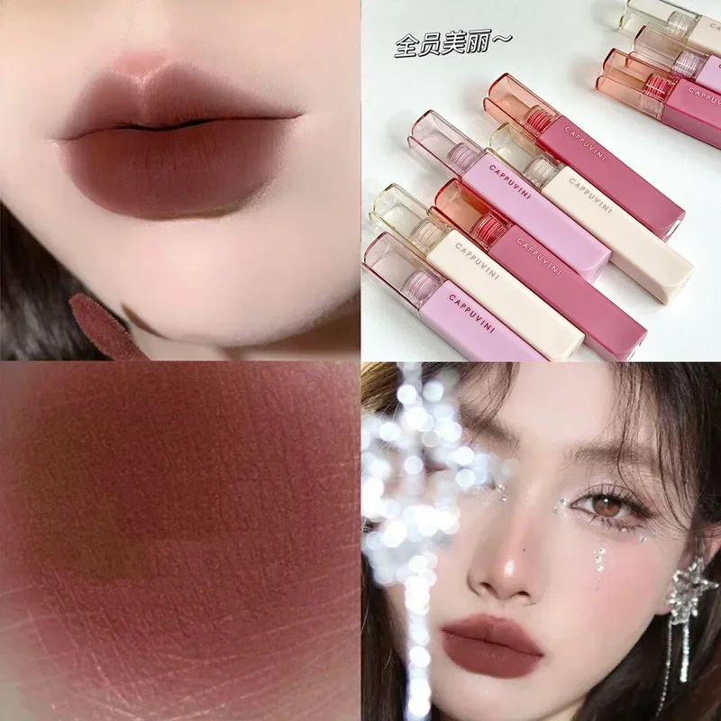 Cappuvini Matte Velvet Art Mist Lip Mud Summer Lip Glaze Matte White Lipstick