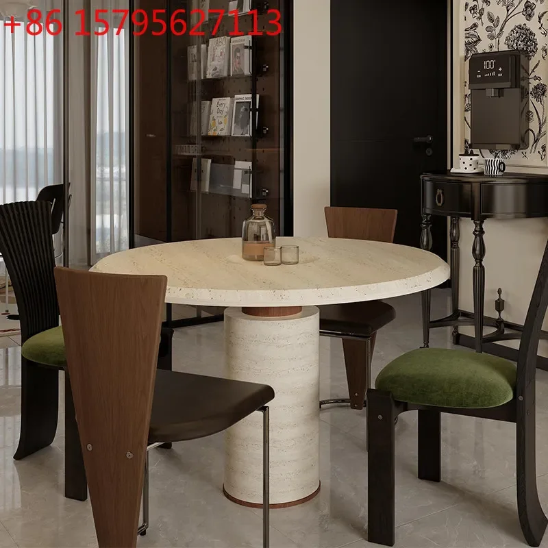 

Wabi Sansan natural travertine dining table round retro stone dining table