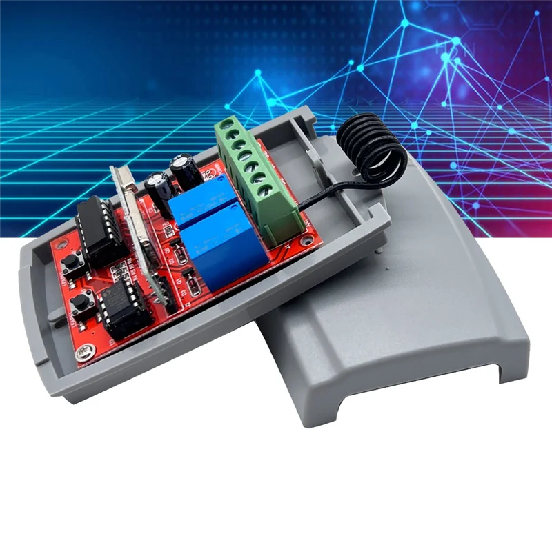 ATS-2CH 433MHz ガレージドアリモコン 12V-24V RF 送信機受信機固定ローリングコード 433.92Mhz ユニバーサル
