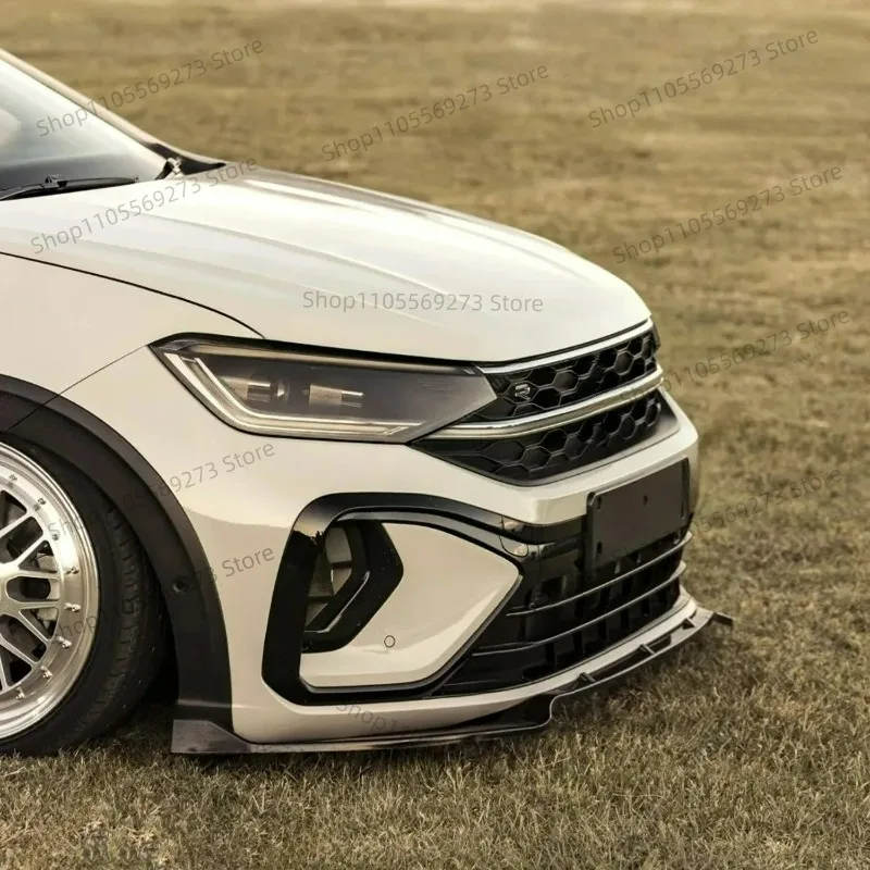 For VW TAIGO/NiVUS R-Line 2021-2024 3pcs Gloss Black Front Bumper Lip Spoiler Splitter Diffuser Retrofit Styling Blade Bodykits