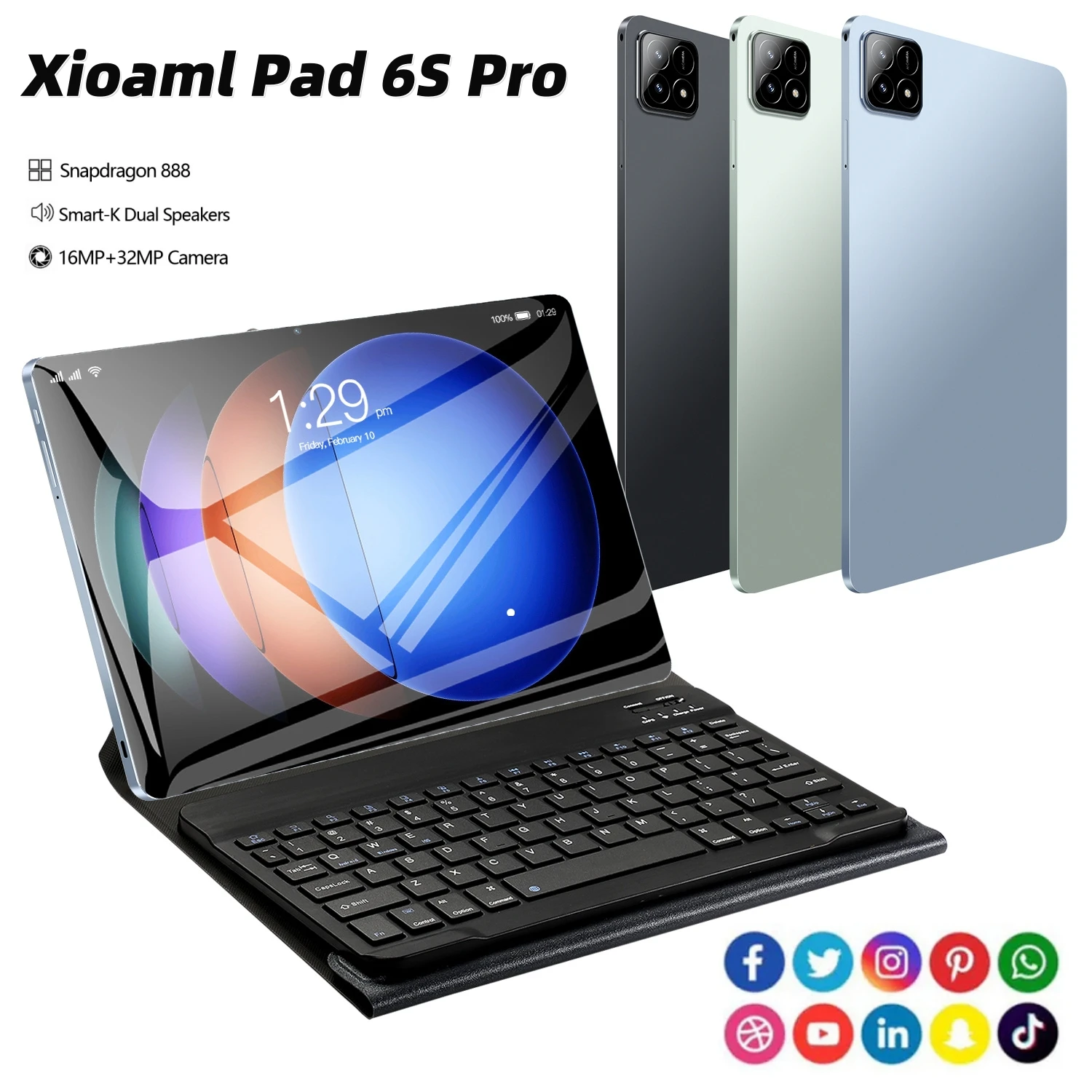 

Global Version Pad 6S Pro xioaml 4K Android14 16GB+1TB 10000mAh 10.1Inch Tablet PC GPS 5G Dual SIM Bluetooth WiFi Mi Tablet 2024