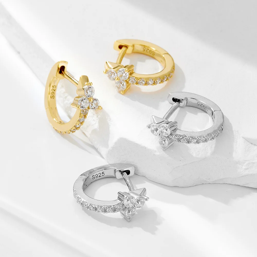 

Серьги/зажимы для ушей из стерлингового серебра 925 пробы с геометрическим бриллиантом - европейский американский стиль Ins, легкие роскошные элегантные универсальные серьги