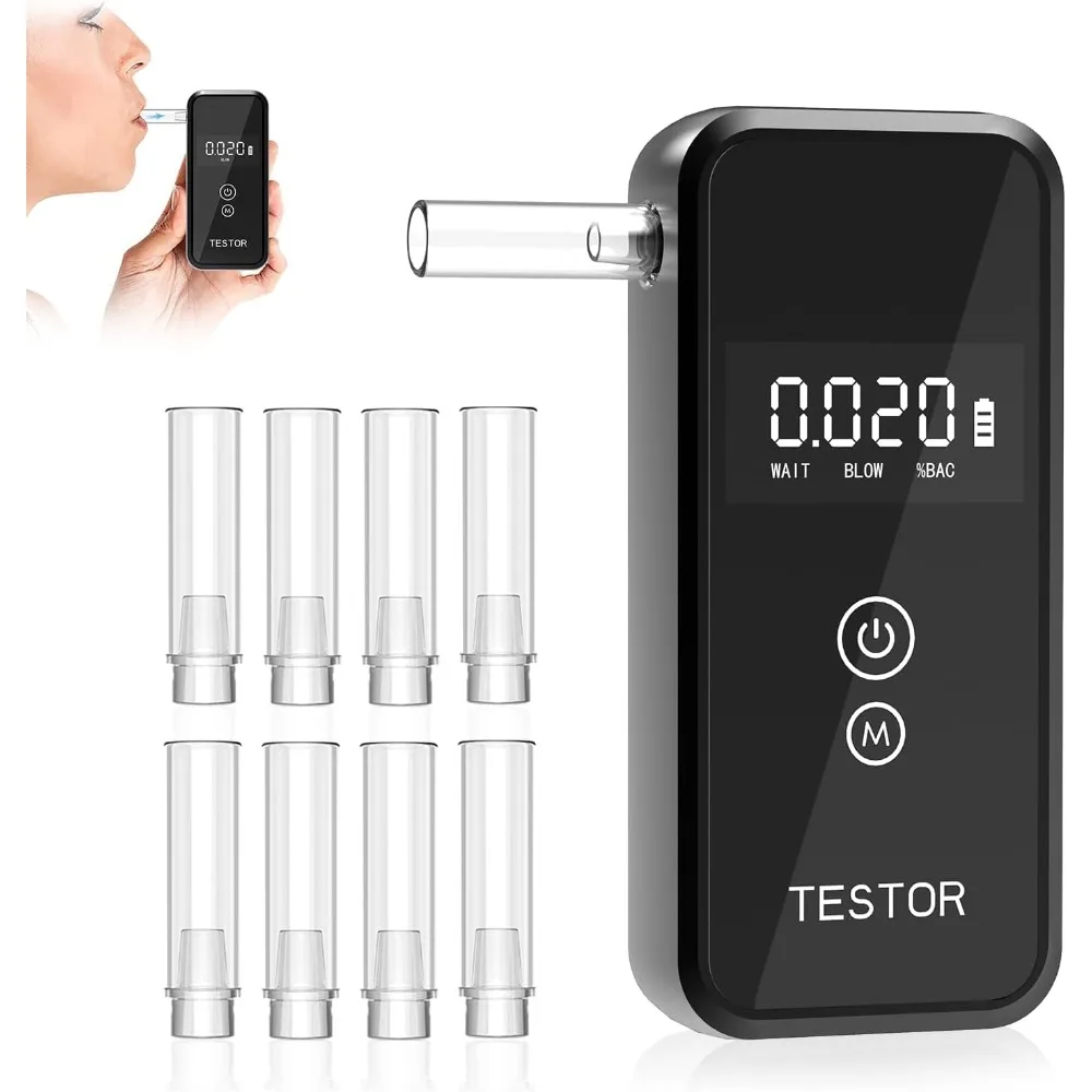 New 2025 Powered with 8 Mouthpieces for Driving Social Safety Upgraded Alcohol Tester 10s Fast & 99.9% Accurate Portable Battery