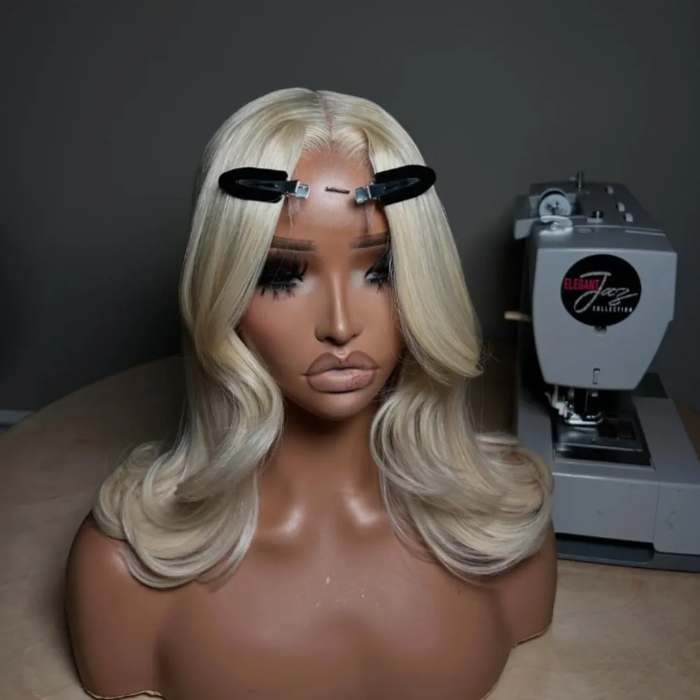 613ブロンドウィッグ ボブ レースウィッグ HDレースフロント ショートウェーブウィッグ グルーレス サイドパート レースフロントウィッグ 耐熱性合成毛 デイリー